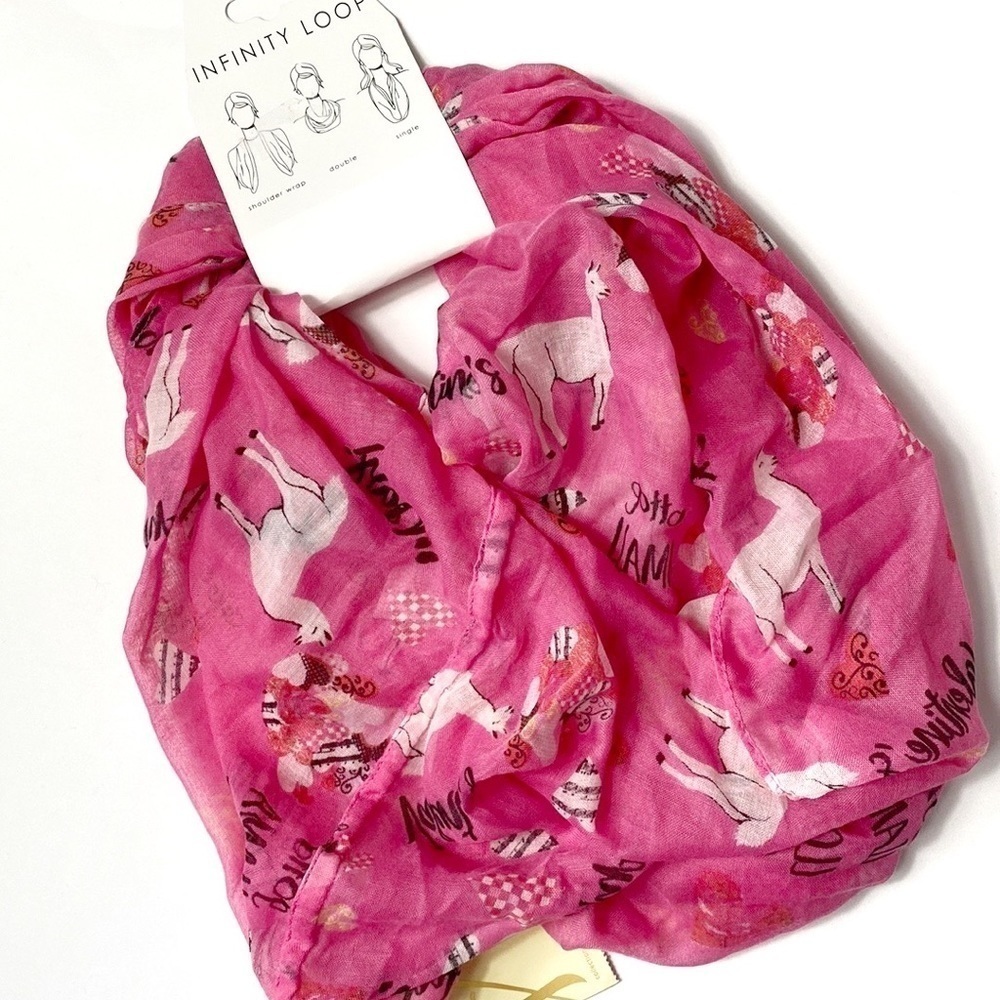 Collection 18 pink llama infinity scarf NWT